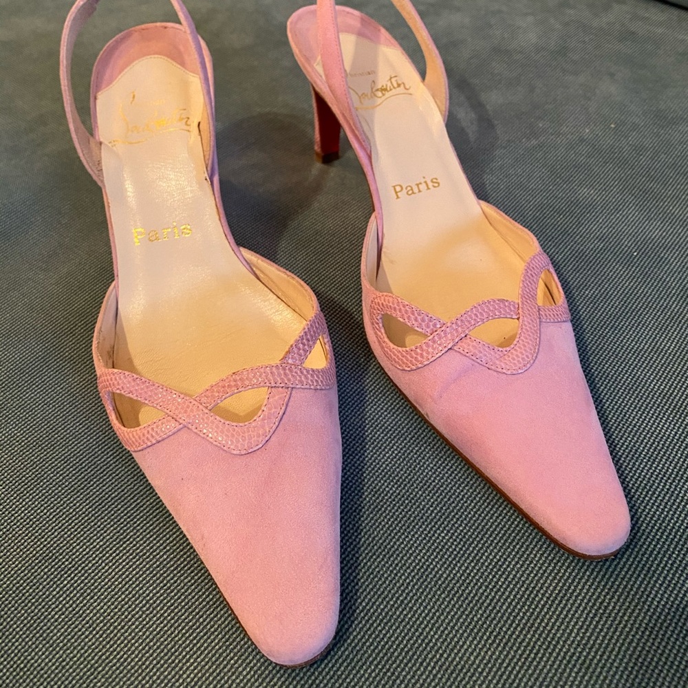 Christian Louboutin Pink Slingback Kitten Heels